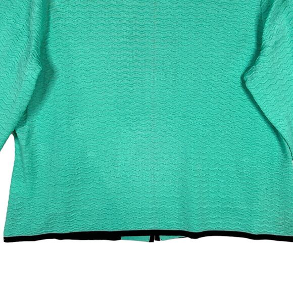 Ming Wang Size M Full Zip Contrast Trim Cardigan Acrylic Jacket Mint Green Black - Picture 6 of 12